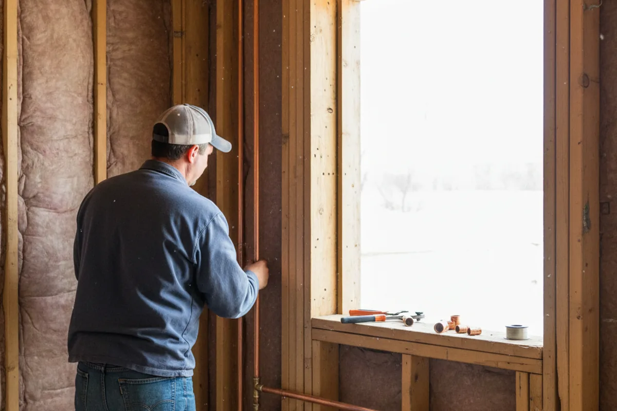 Licensed plumber running new copper supply lines in a Marengo home