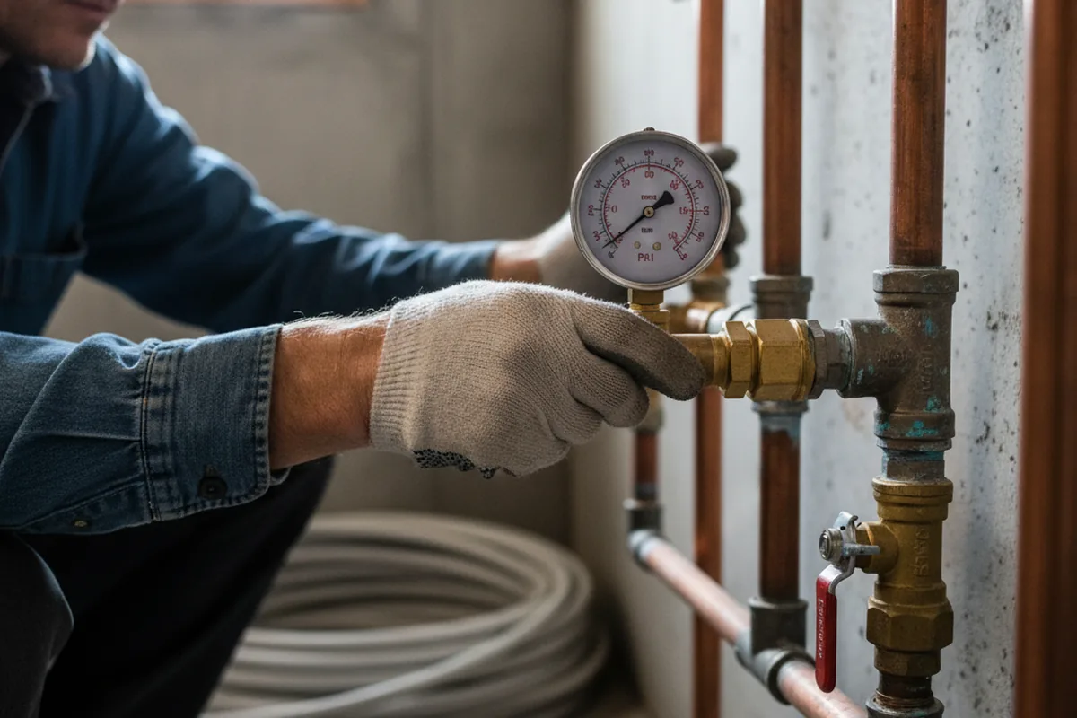 Pressure testing a repaired line during Water Line Repair in Marengo